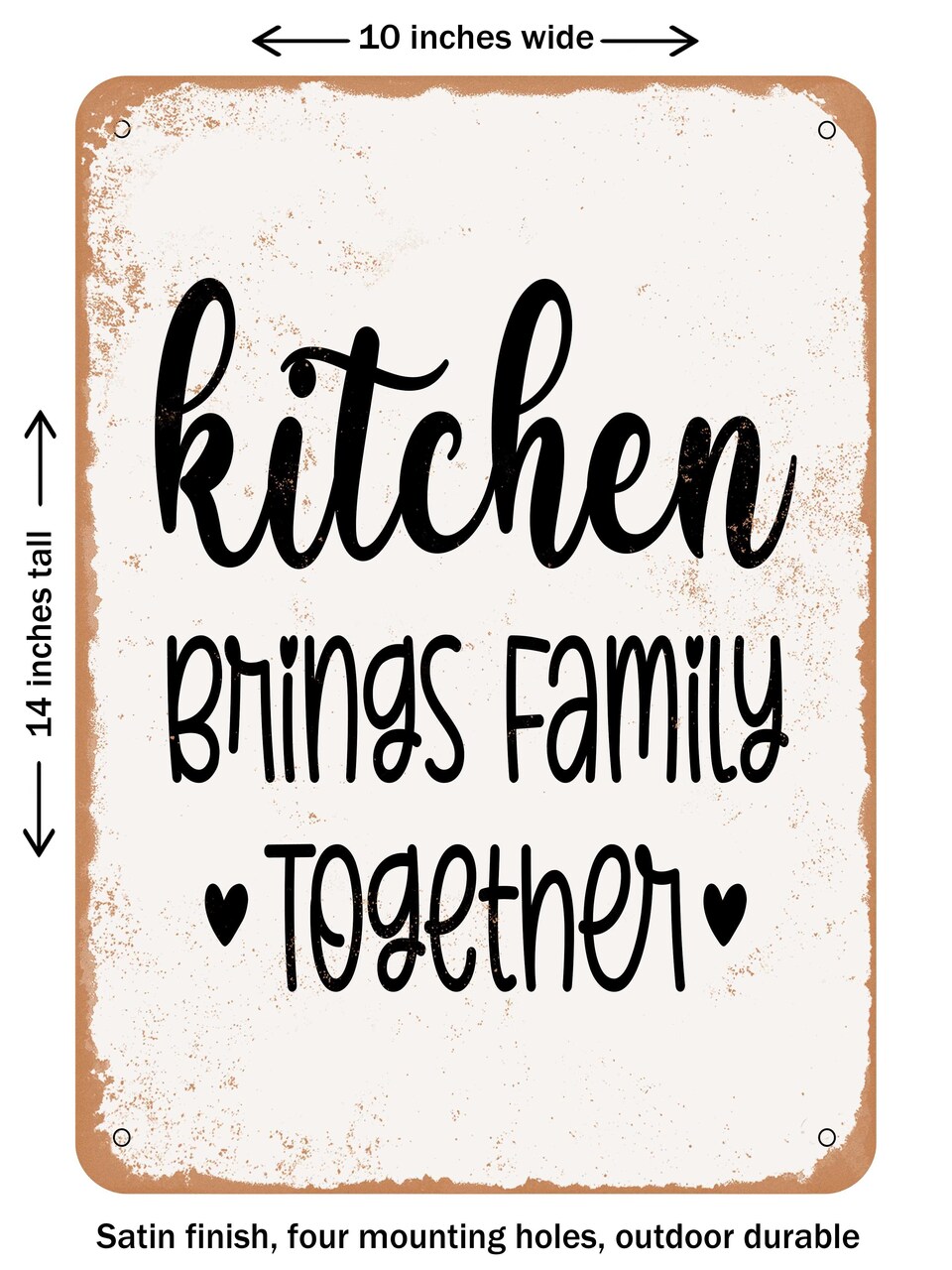 DECORATIVE METAL SIGN - Kitchen Brings Family together - Vintage Rusty Look